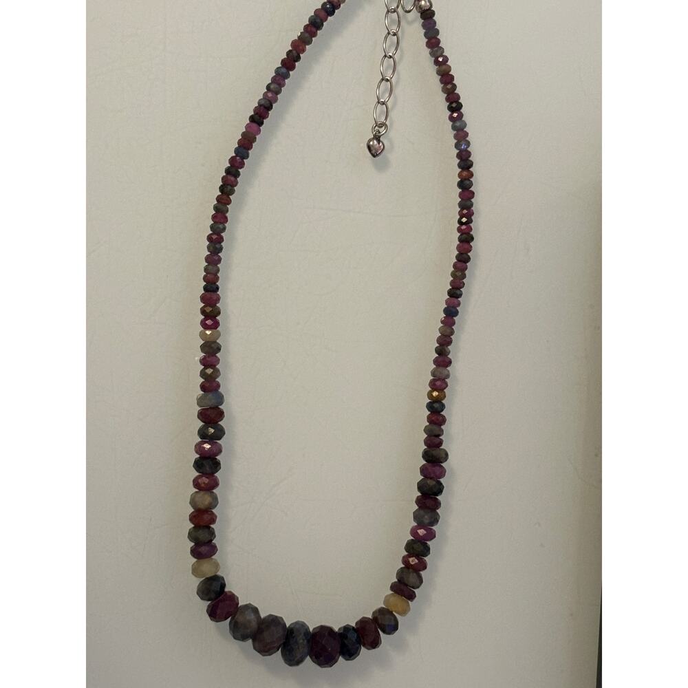 Jay King Mine finds DRT Faceted Rainbow Tourmaline 18-20” Sterling Necklace - Picture 2 of 4